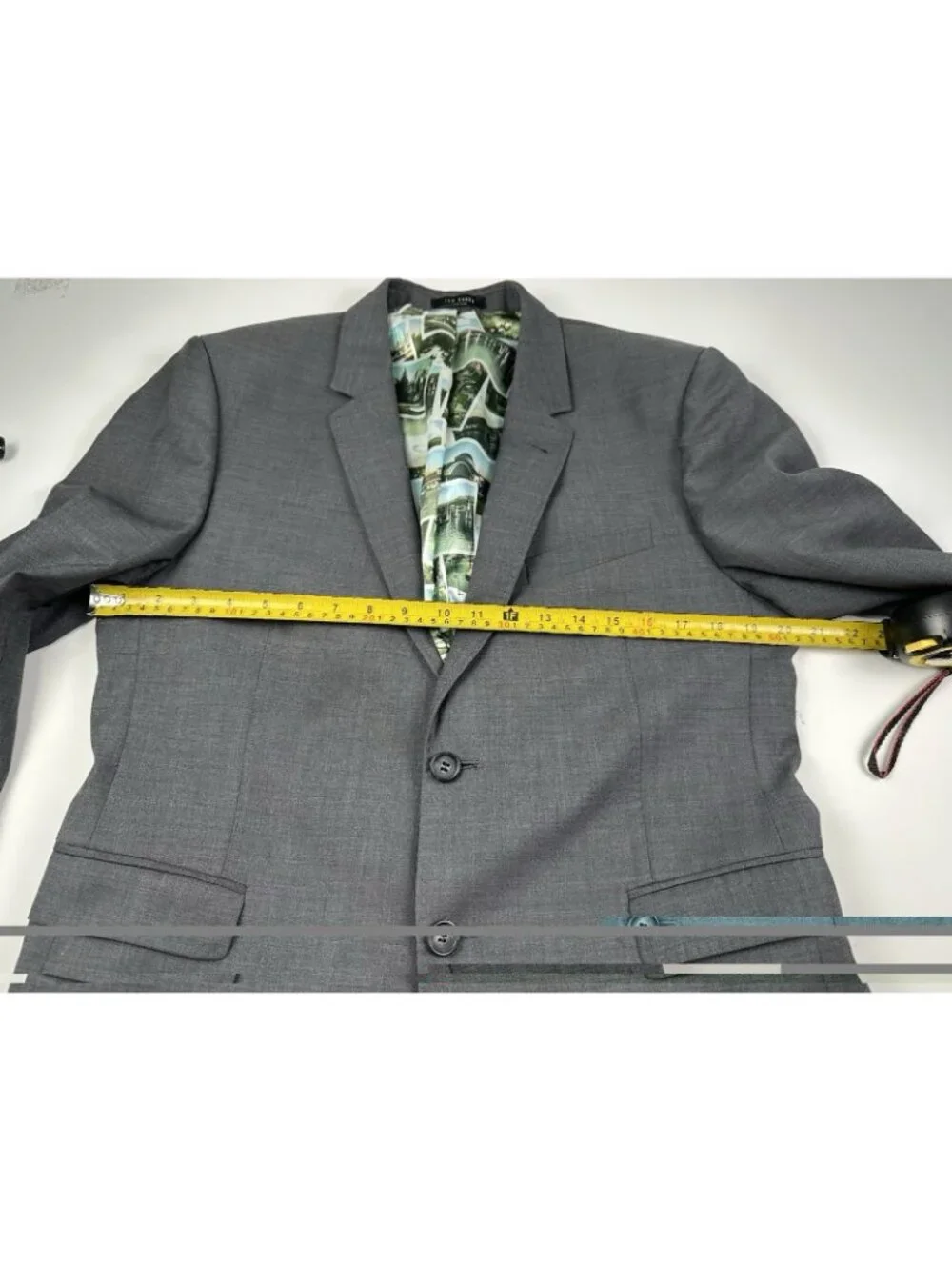Ted Baker Mens Blazer Gray 40S 100% Wool Modern Sports Coat Blazer Suit Jacket